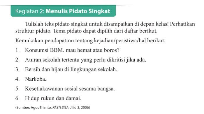 Kunci Jawaban Bahasa Indonesia Kelas 9 Halaman 48 K13, Menulis Pidato Singkat